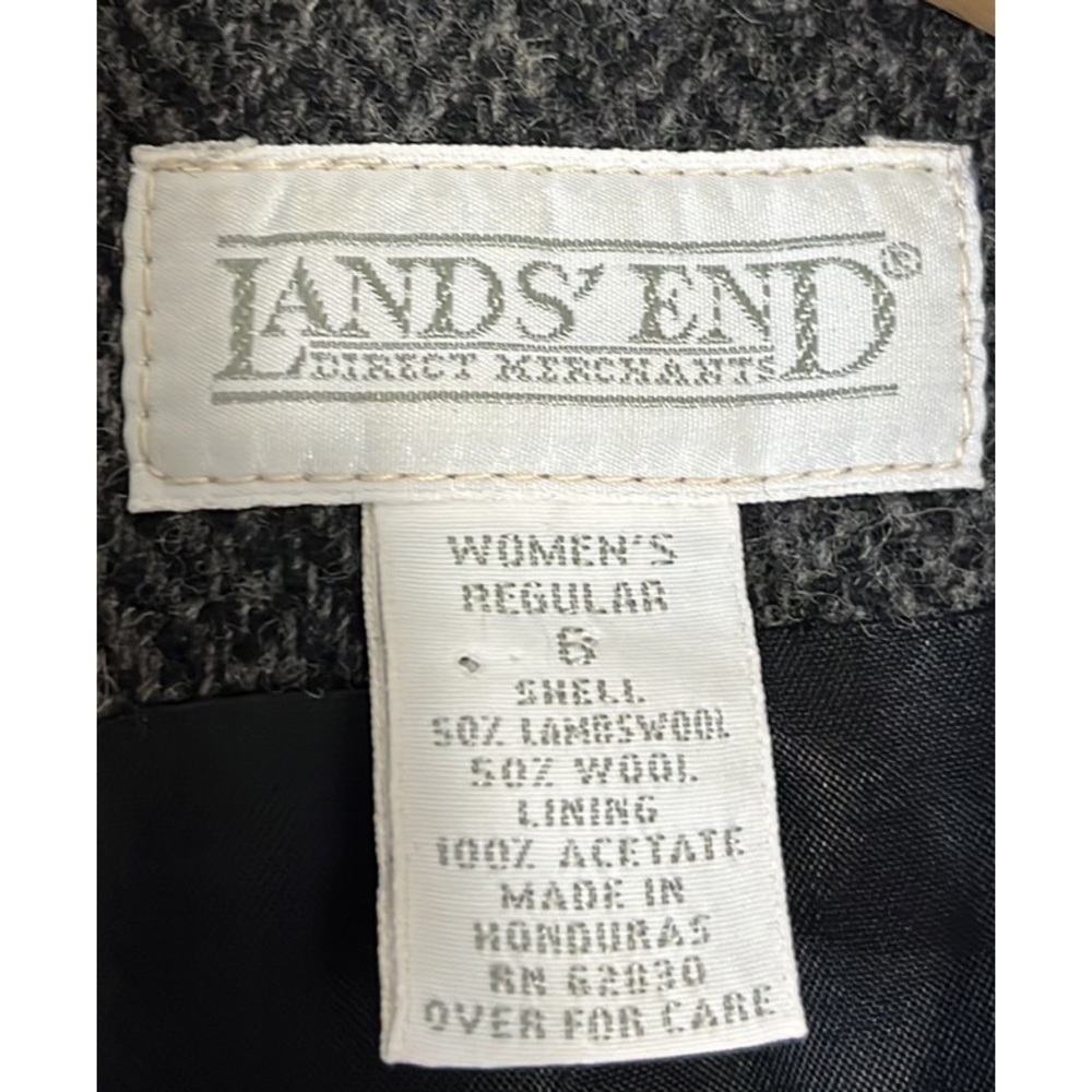Lands' End Women's Herringbone Wool Blazer in Charcoal and Black - Picture 2 of 7